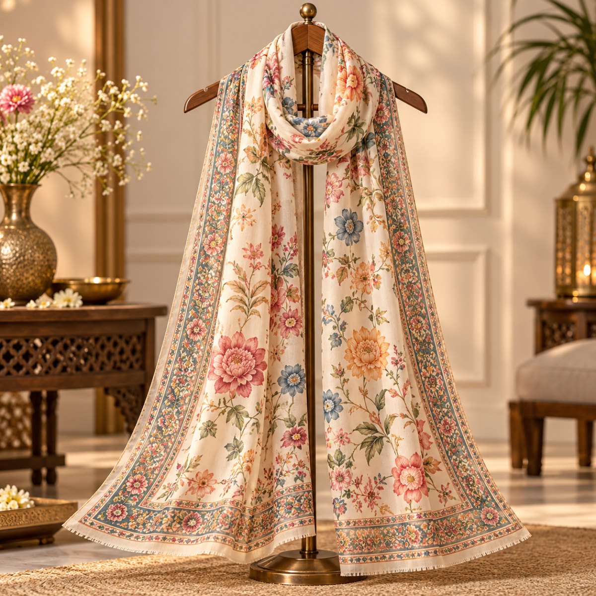 Peach Banarasi Pattern Dupatta