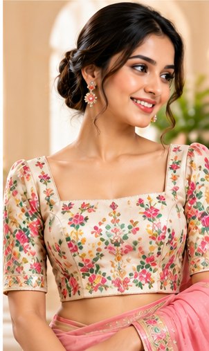 Ivory Mirror Work Blouse