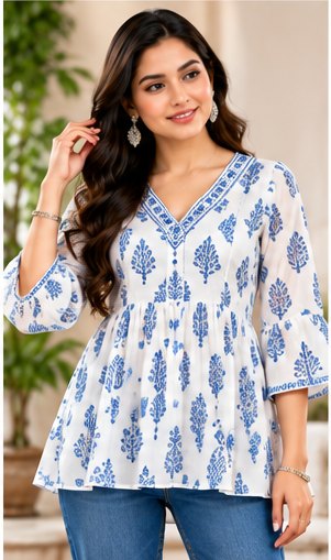 Royal Blue Gathered Neck Top