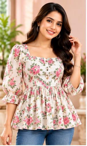 Ivory Peplum Cotton Top