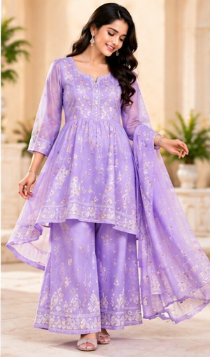 Lavender Pastel Tunic Pant Set