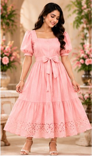 Blush Pink Cotton Summer Dress