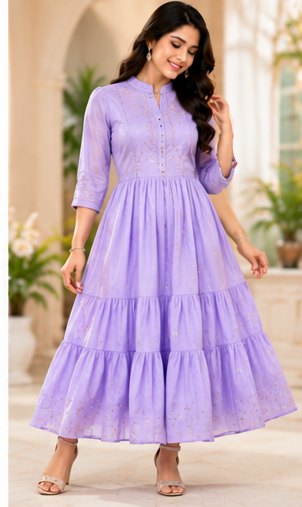 Lavender Floral Midi Dress