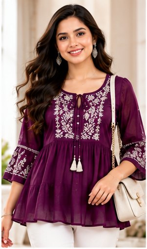 Maroon Printed Long Tunic