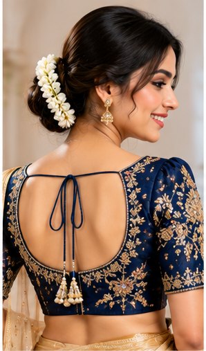 Royal Blue Back Tie Blouse