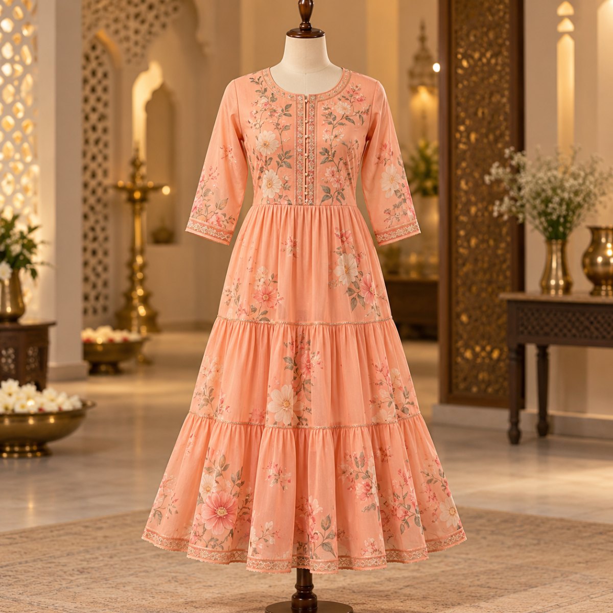 Peach Ethnic Motif Kurti
