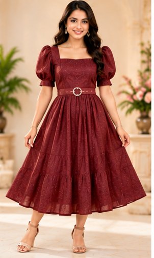 Wine Red Tiered Maxi Dress