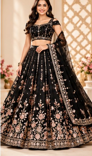 Maroon Traditional Border Lehenga