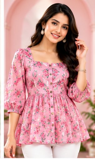 Blush Pink Embroidered Blouse Top
